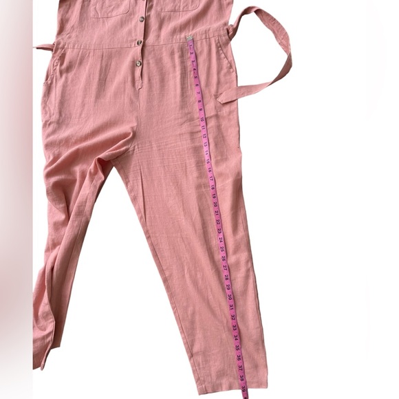 ModCloth Pink Linen Jumpsuit‎ with Belt Size: XL - Picture 14 of 16